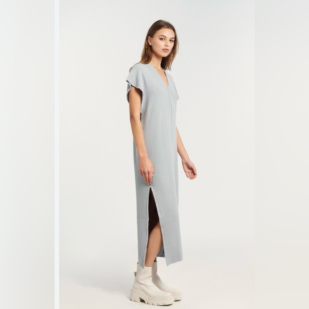 Zara Long Knit Pique Midi Dress in Sage Green Sz M